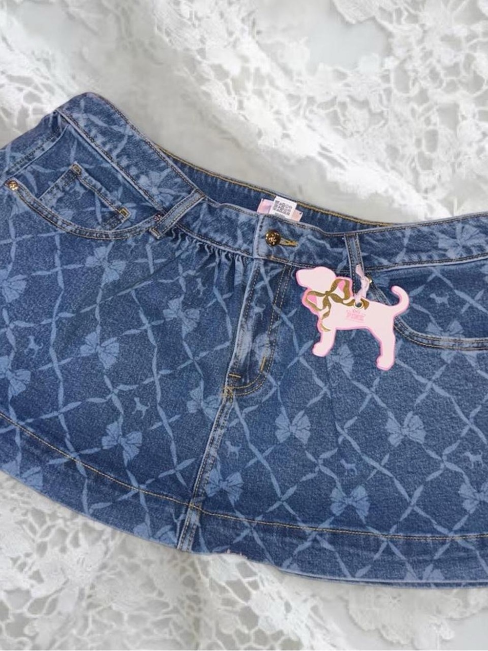 Victoria’s Secret PINK X LoveShackFancy Flirty Denim Skirt 🌸